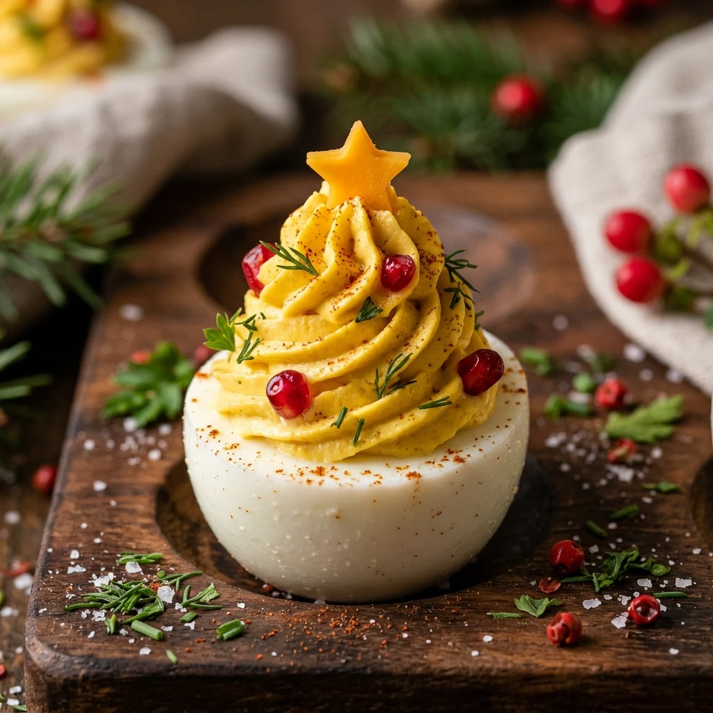 Festive Christmas Tree Deviled Eggs