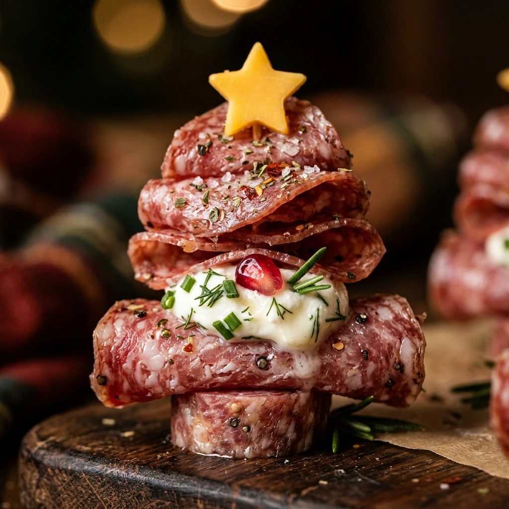 Festive Christmas Tree Salami Appetizers